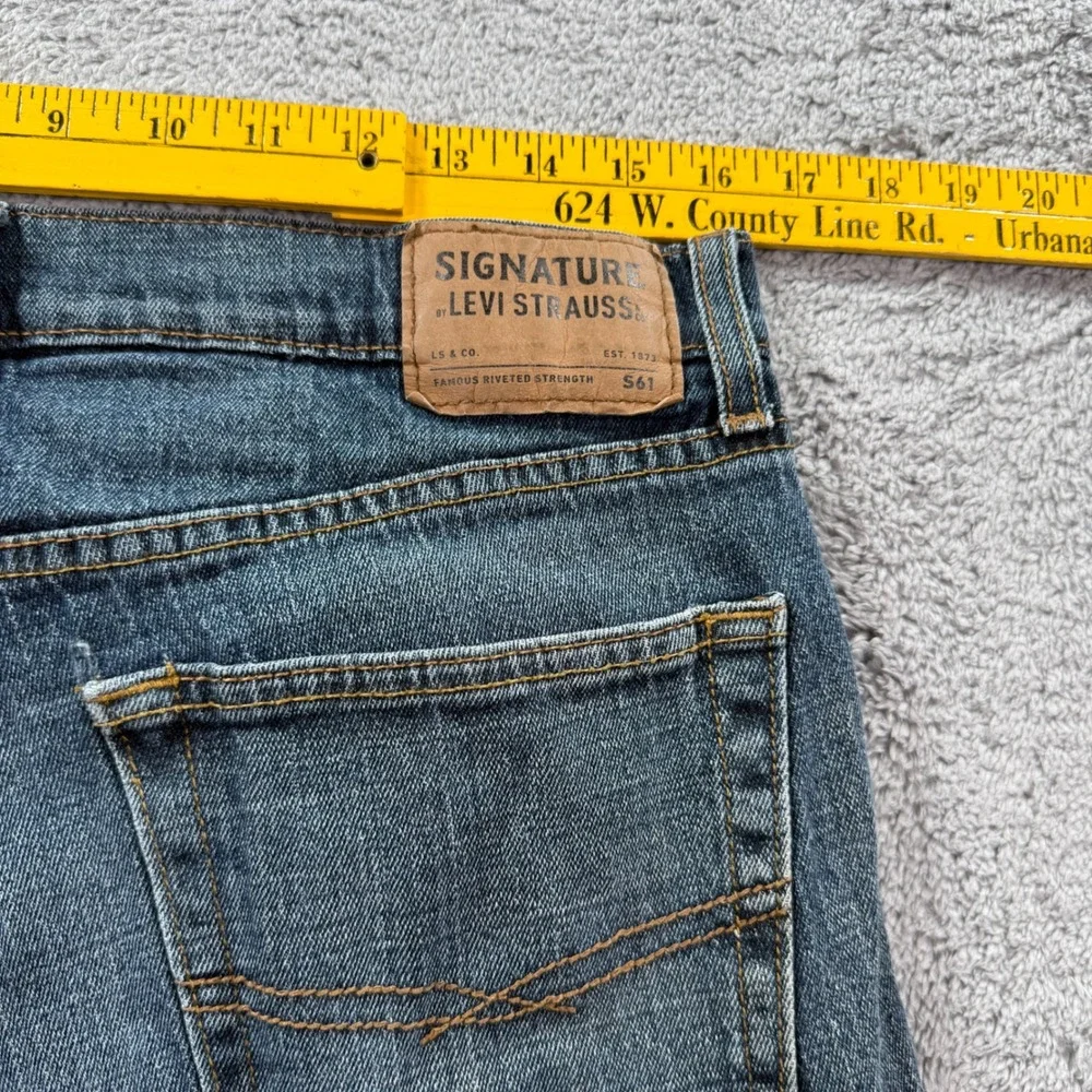 Signature by Levi Strauss & Co Mens S61 Relaxed Fit Blue Denim Jeans 33x32.5
